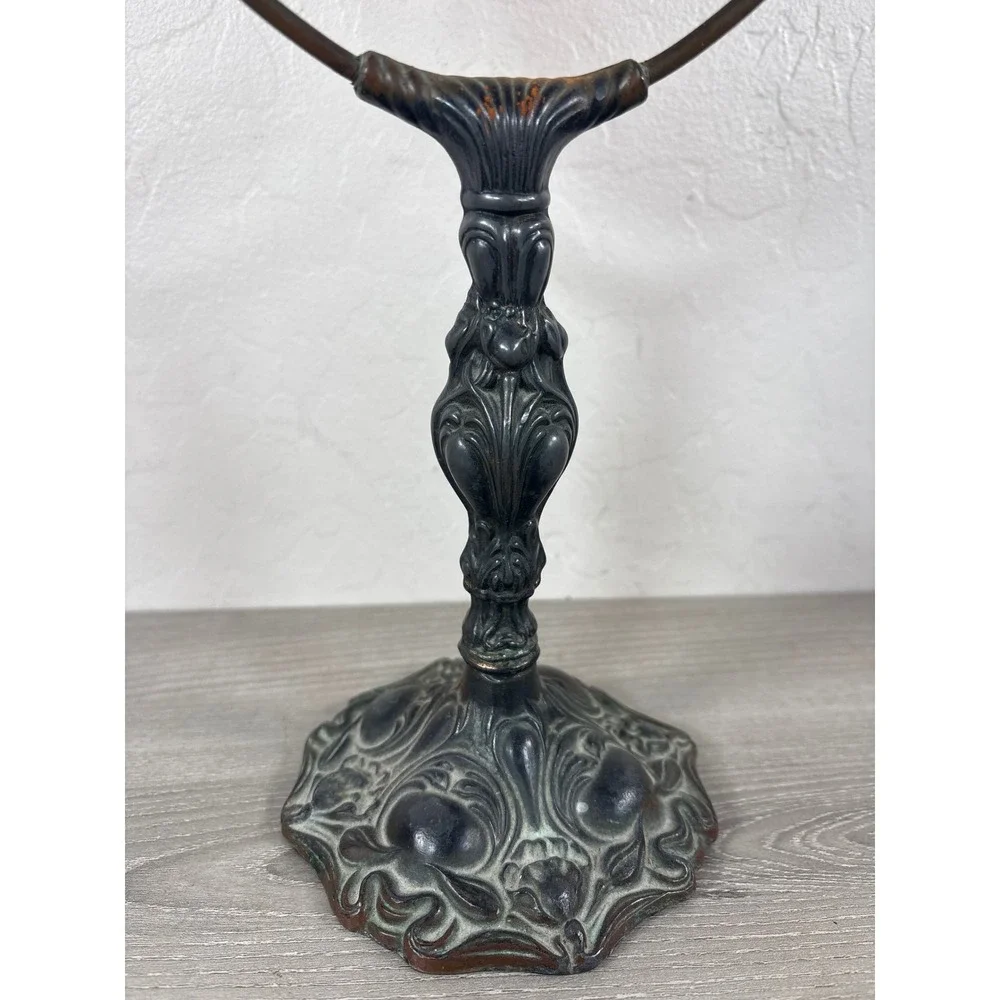Antique Victorian Art Nouveau Style Cast Metal Swivel Vanity Mirror Ornate Oval